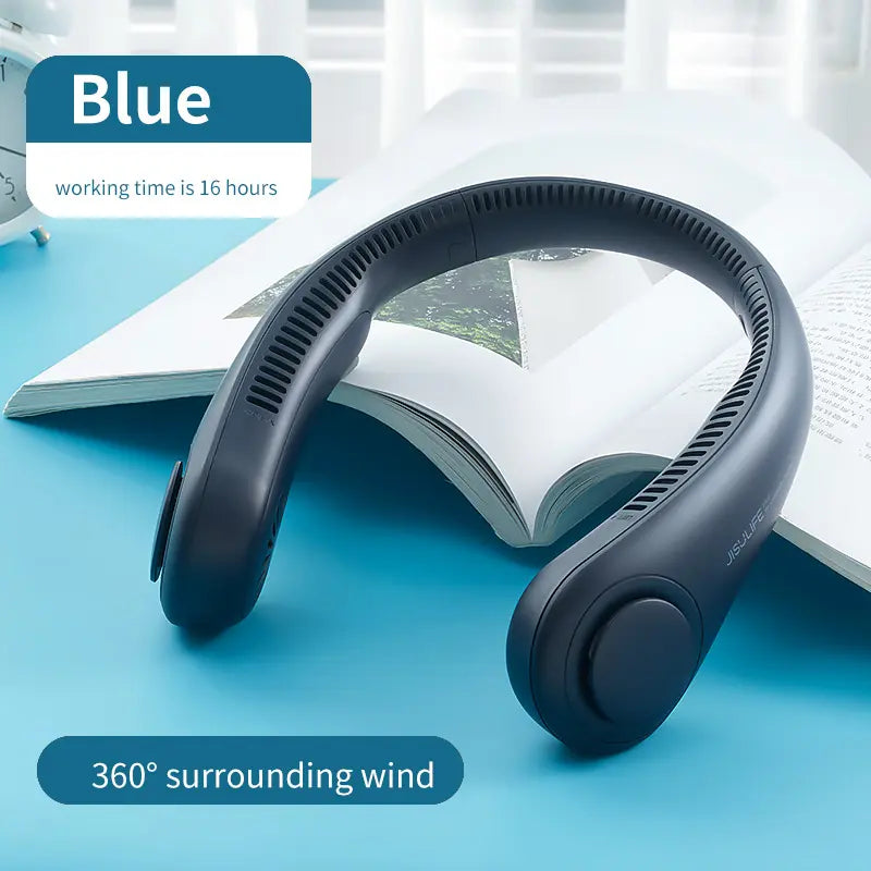 JISULIFE Portable Neck Fan, Hands Free Bladeless Fan, 4000 Mah Battery Operated Wearable Personal Fan, Leafless, Rechargeable, Headphone Design,3 Speeds Gifts for Women Men