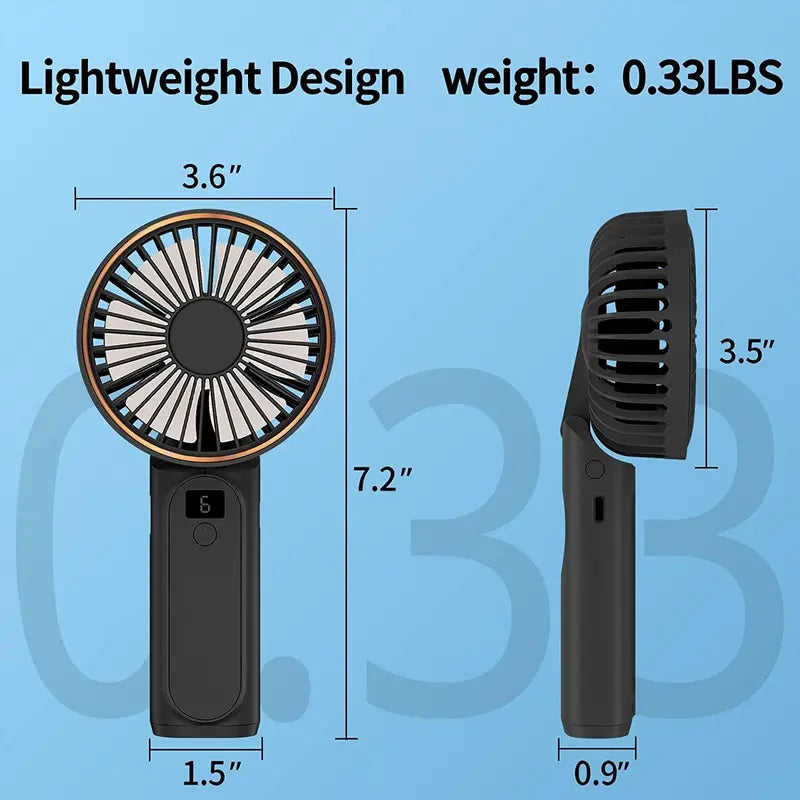 【2024 New】Foldable Portable Fan with Power Bank, 3600Mah, Rechargeable Handheld Fan, 6 Speed Ultra Quiet,