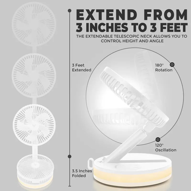 Venty Fan the Original Portable, Rechargeable, Folding Fan from 3 Inches to 3 Feet! LED, Oscillation, Remote and 2 Day Battery Life. the Ultimate Portable Fan