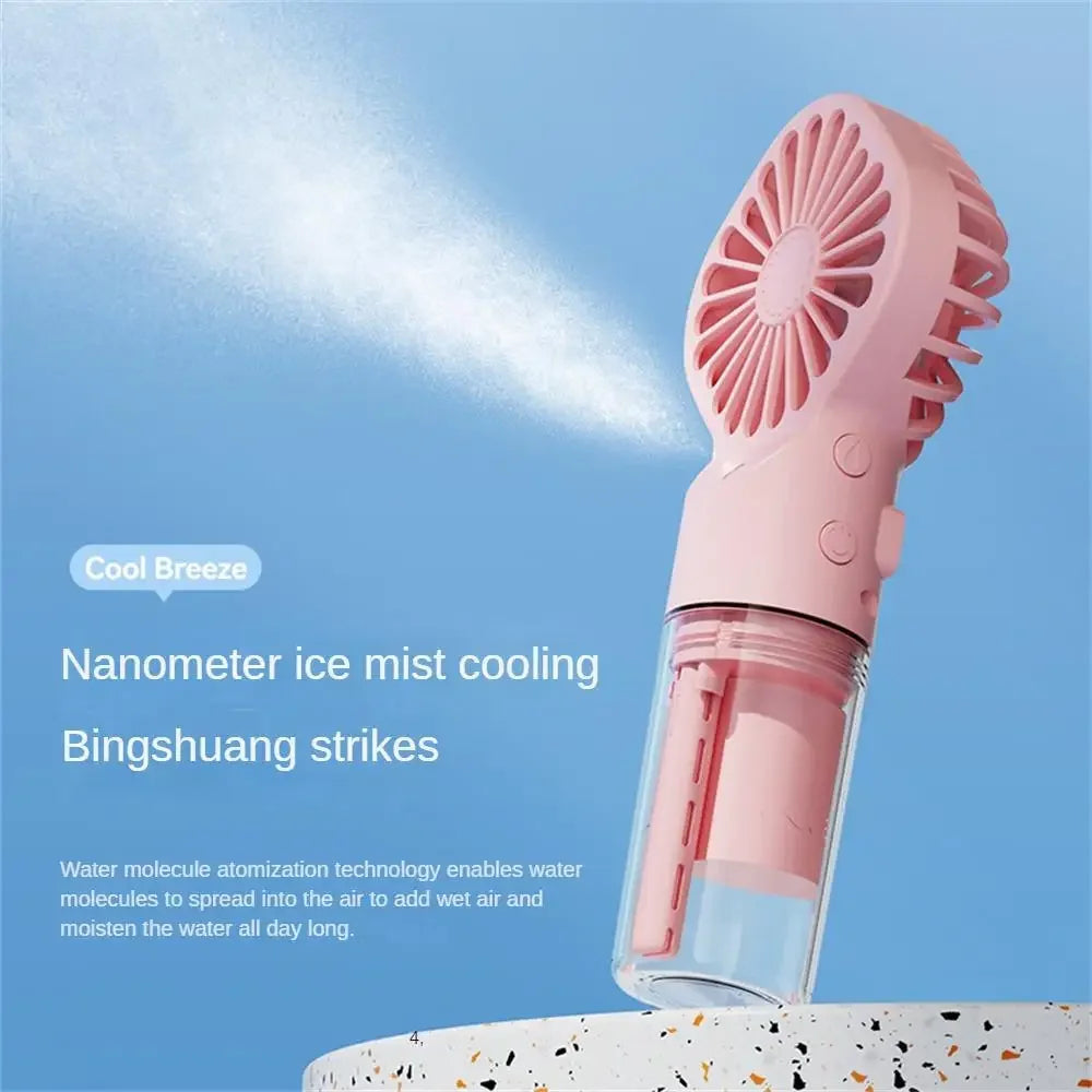 Strong Power Spray Humidification Small Fan Humidification Usb Charging Portable Fan Icy and Refreshing Fan Water Supplement