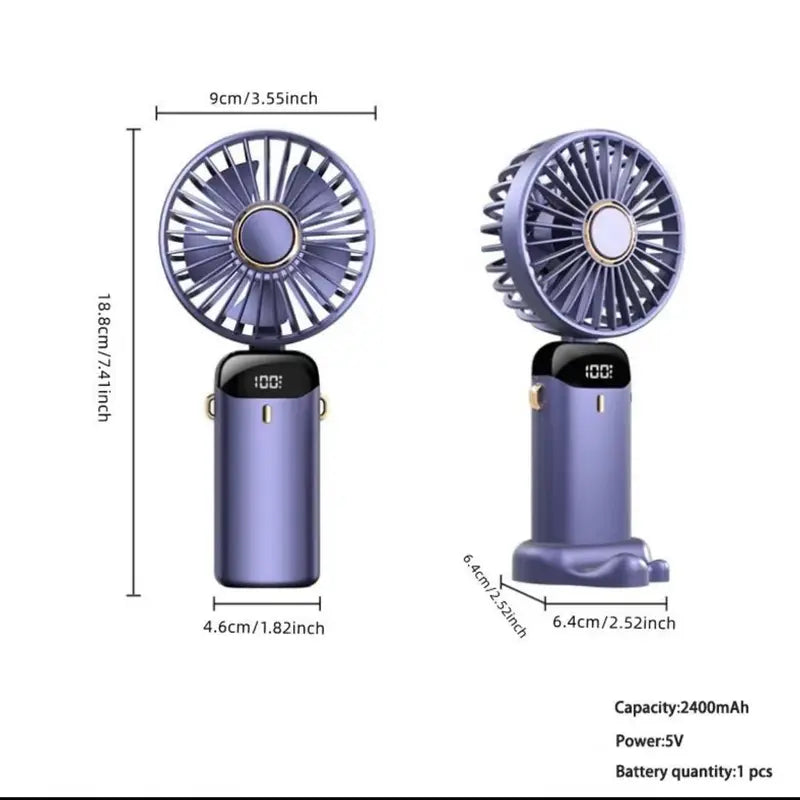 Portable Electric Fan for Travel,Mini Fan Handheld Rechargeable Battery, Mini Operated Desk Fan, Cooling for Women Girl Travel Pink & Blue, Fan in Summer