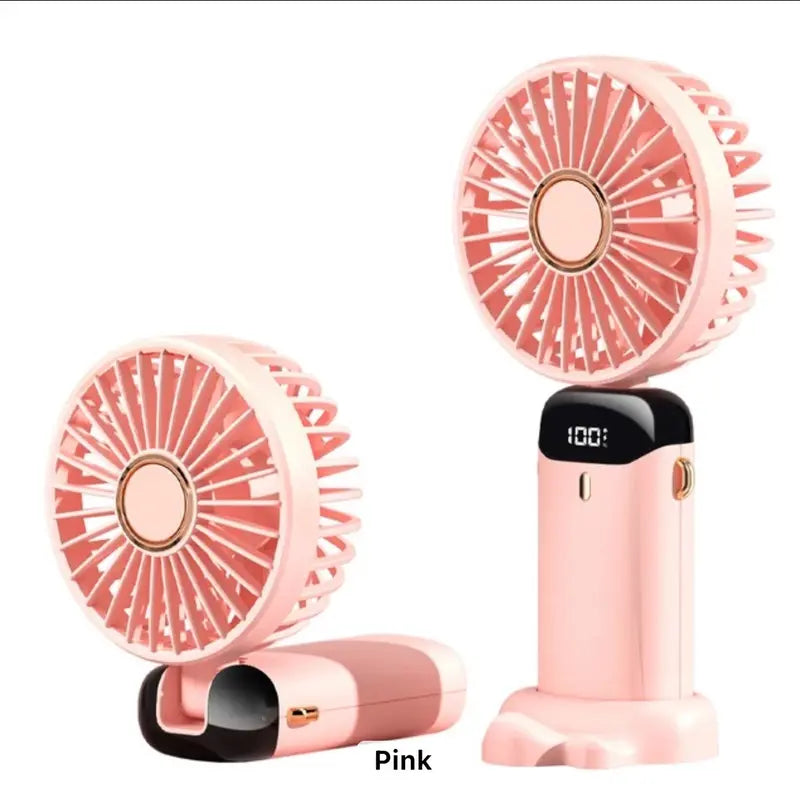 Portable Electric Fan for Travel,Mini Fan Handheld Rechargeable Battery, Mini Operated Desk Fan, Cooling for Women Girl Travel Pink & Blue, Fan in Summer