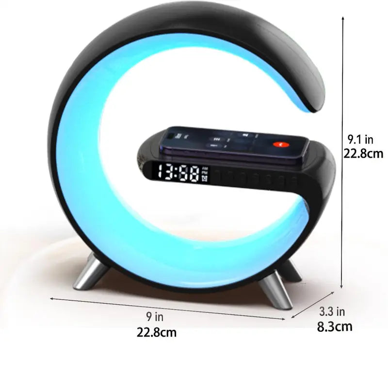 Multifunctional Wireless Smart Charging Alarm Clock for Night Stand, 1 Piece LED Night Light Table Atmosphere Lamp, Portable Music Lamp Wireless Charger, Wireless Charging Nightstand Lamp for Bedroom, Portable Chargers Alarm Clock, Car Charger Accessories